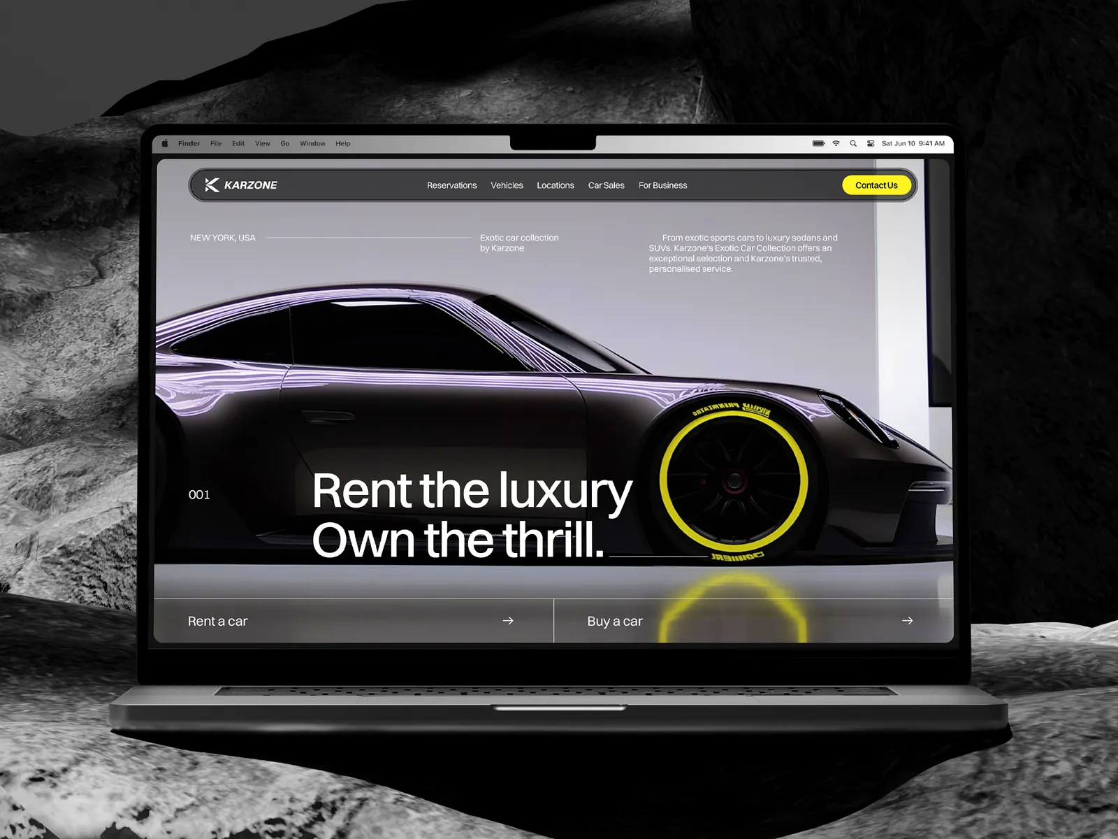 Luxury car rental website on a laptop