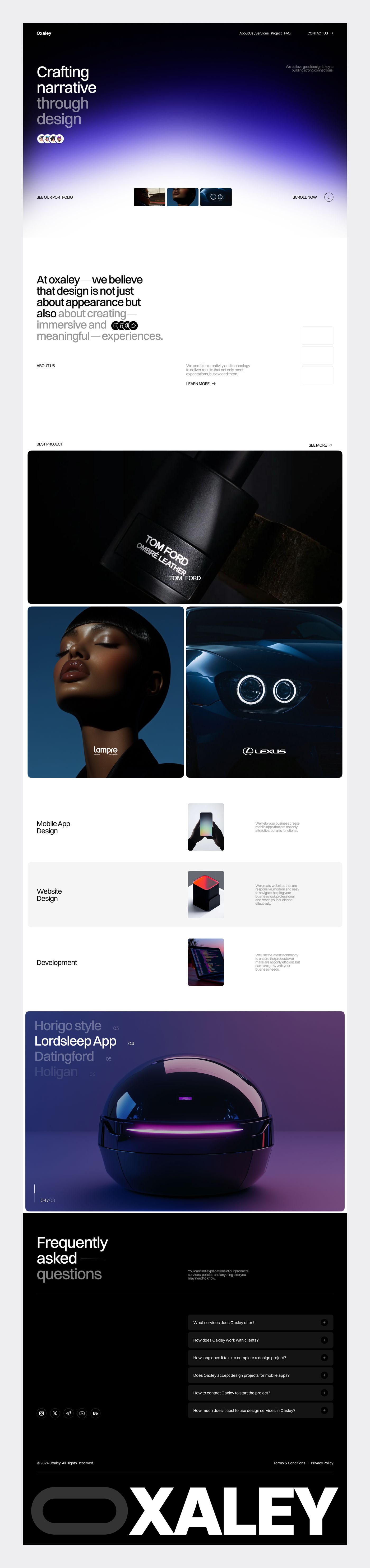 Full Oxaley landing page