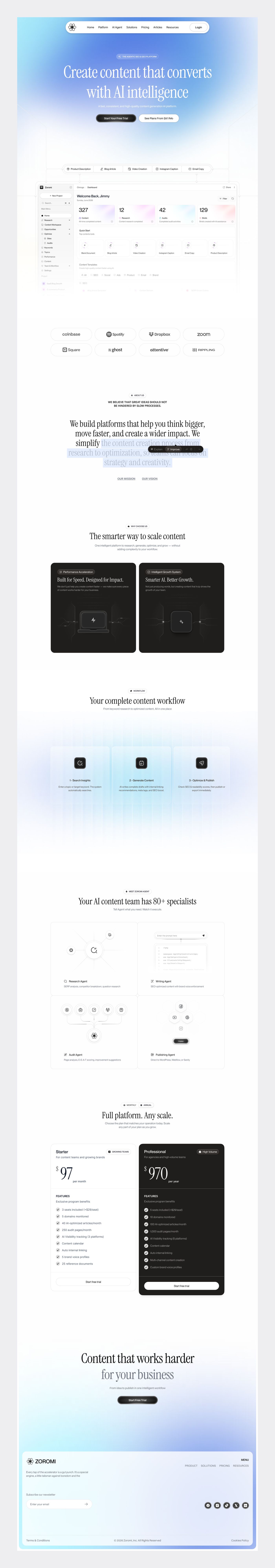 Full Zoromi landing page