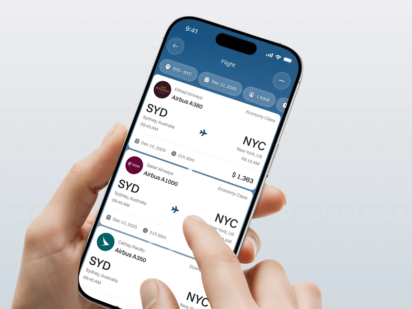 Flight booking mobile app